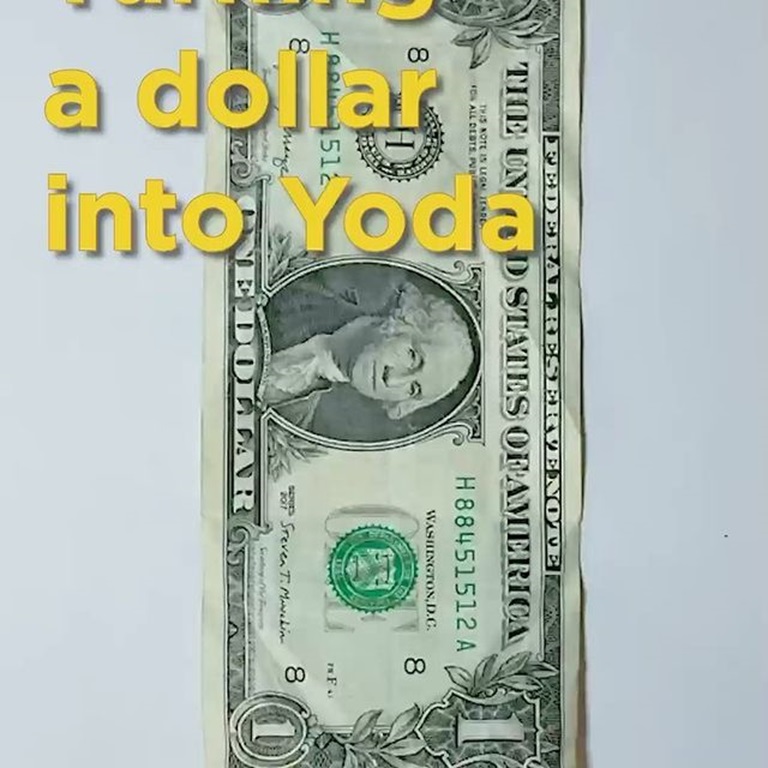Still of a video about turning a dollar into Yoda